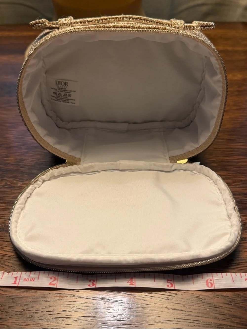 Dior Elegant Beige Glitter Cosmetic Pouch with Star Charm
